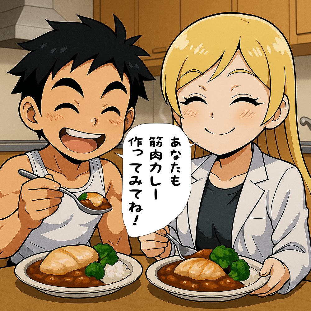 減量カレーを食べてるこたぽんとちゃんゆみ