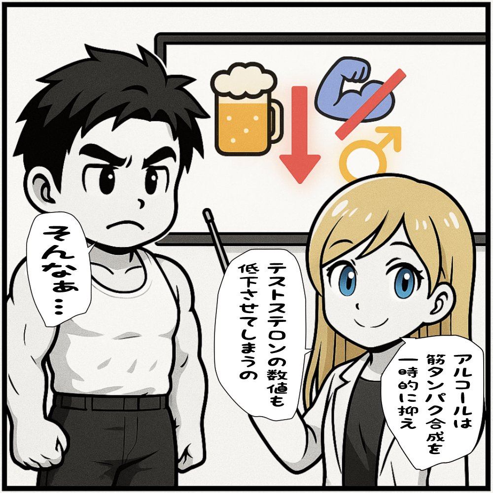 アルコールが筋肉に与える影響を説明するちゃんゆみ